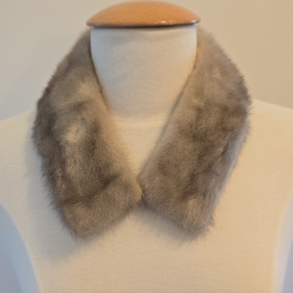 Vintage Silver Mink Fur Collar 1950s Detachable Platinum Wrap Old Hollywood Glam